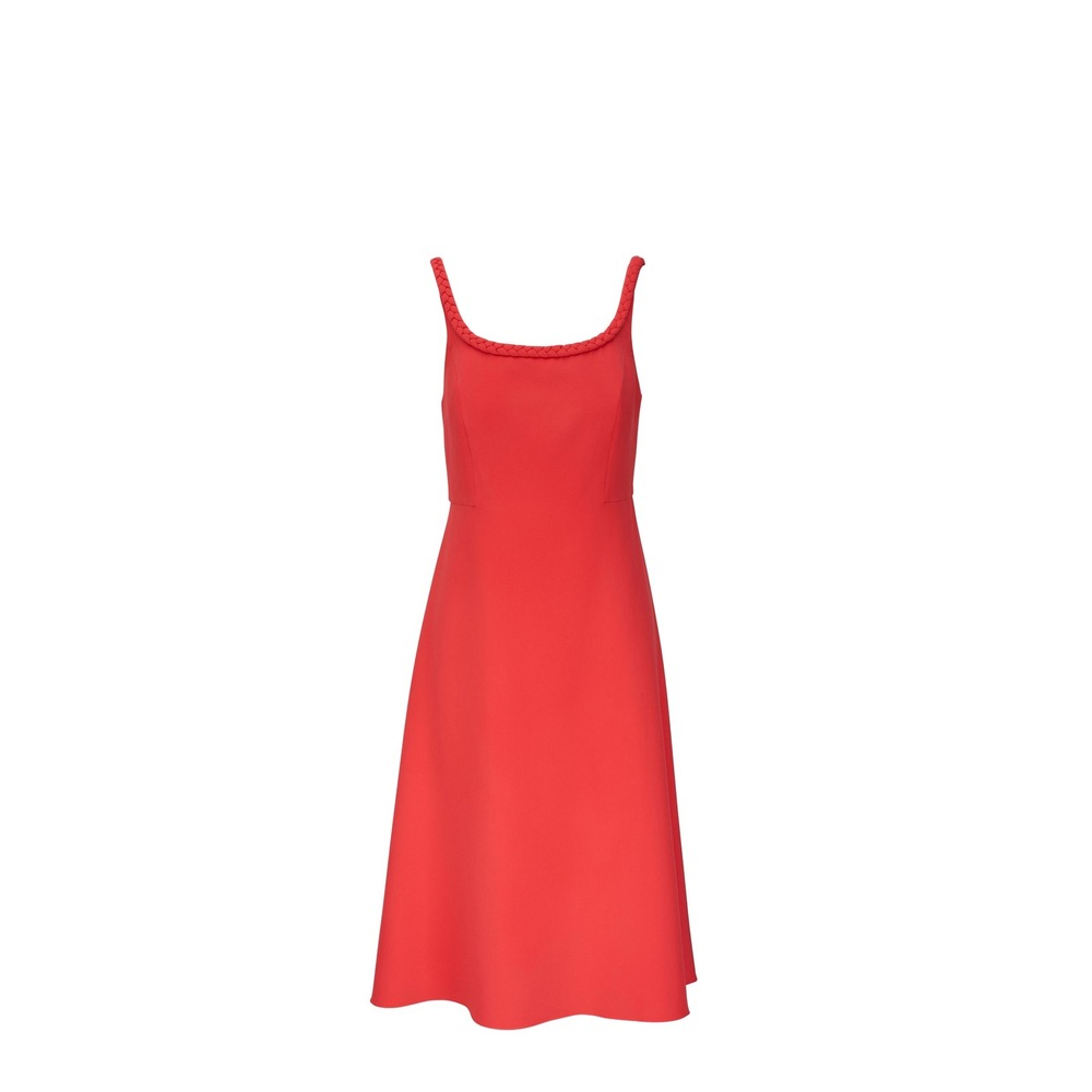 Sachin & Babi NEW Steph Crepe Stretch Midi Braided Straps Dress Coral 4 MSRP$450